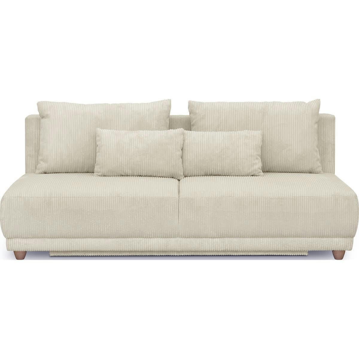 ELIA - Canapé convertible 3 places avec coffre en velours côtelé beige