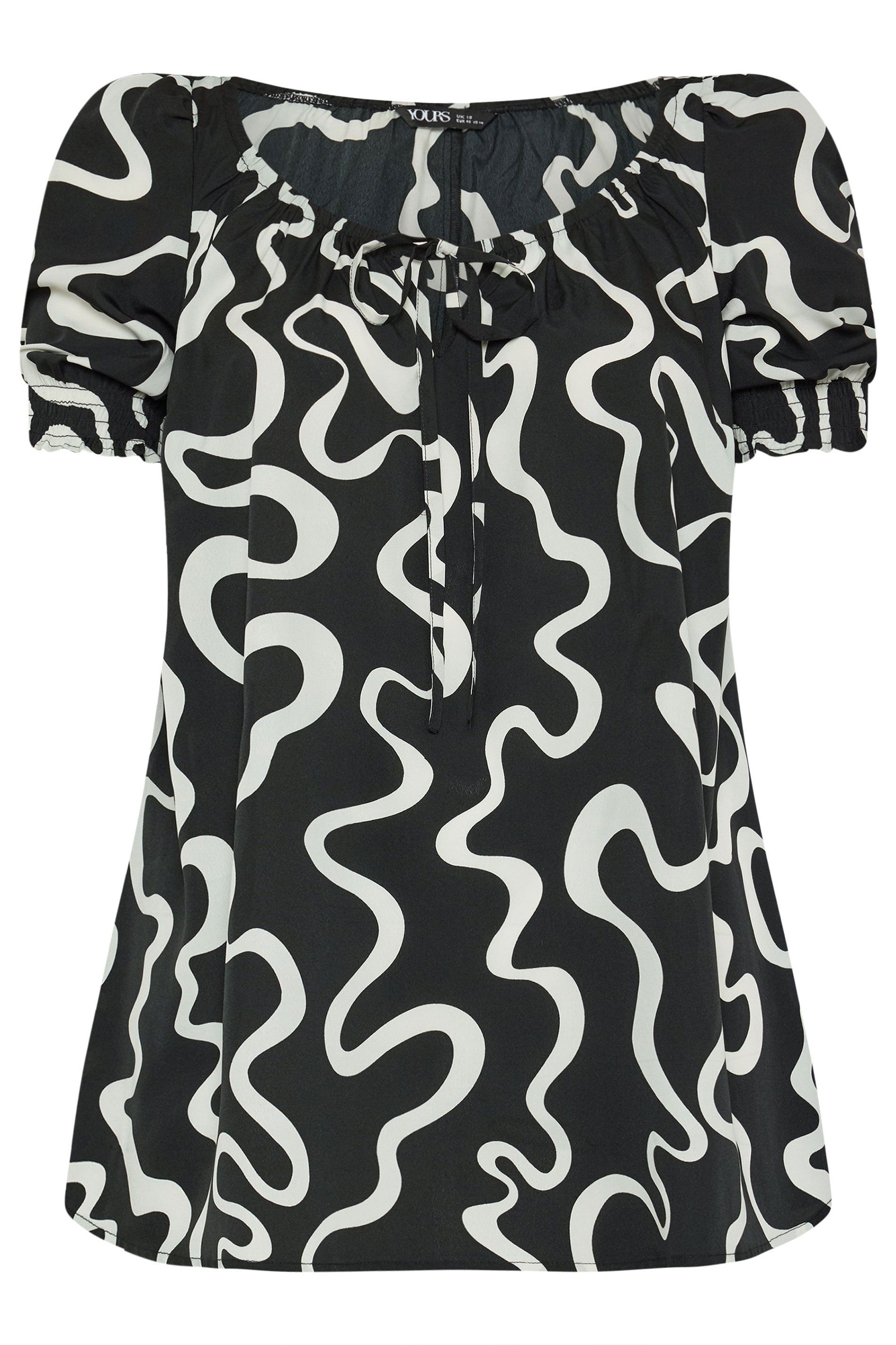 Yours Abstract Print Tie Front Blouse