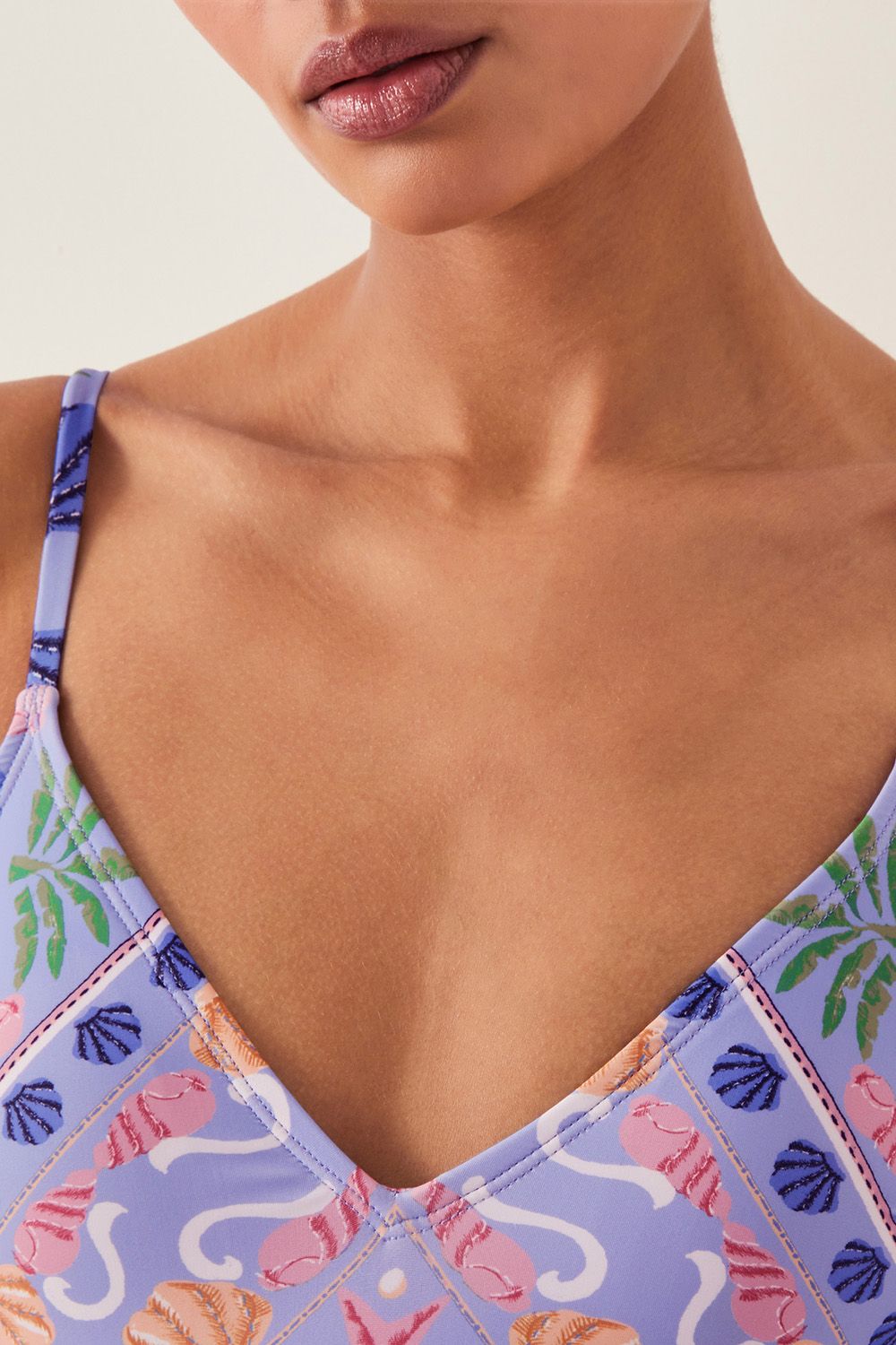 Monsoon Mabel Shell Print Swimsuit Blue