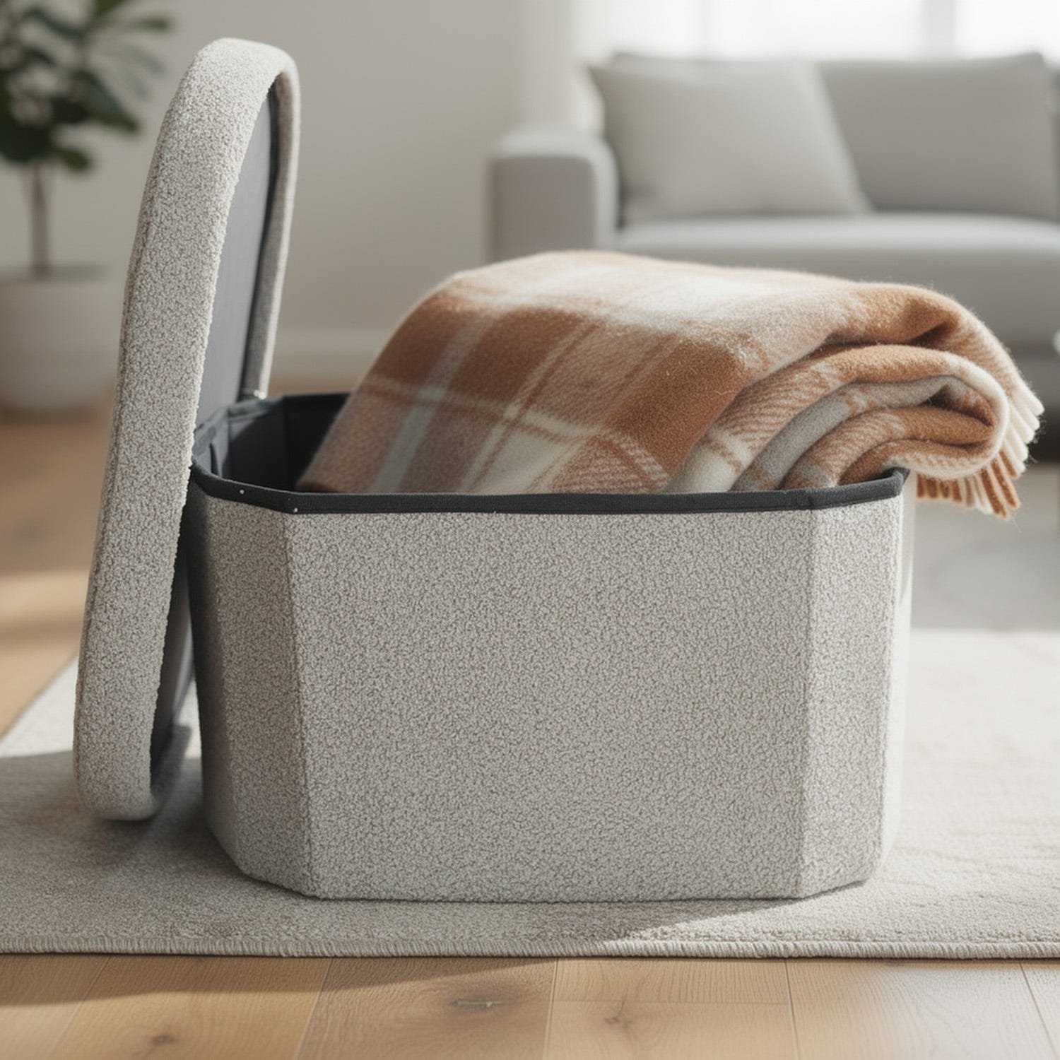 Cassapanca contenitore ovale 71x40x40 cm bianca