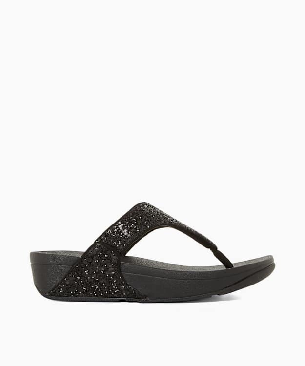 Lulu Glitter Black - Glitter Toe Post Sandals