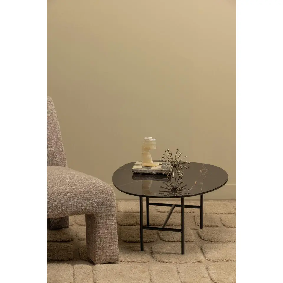 WOOOD Vajen Salontafel - Marmeren Look - Zwart - 34x80x60