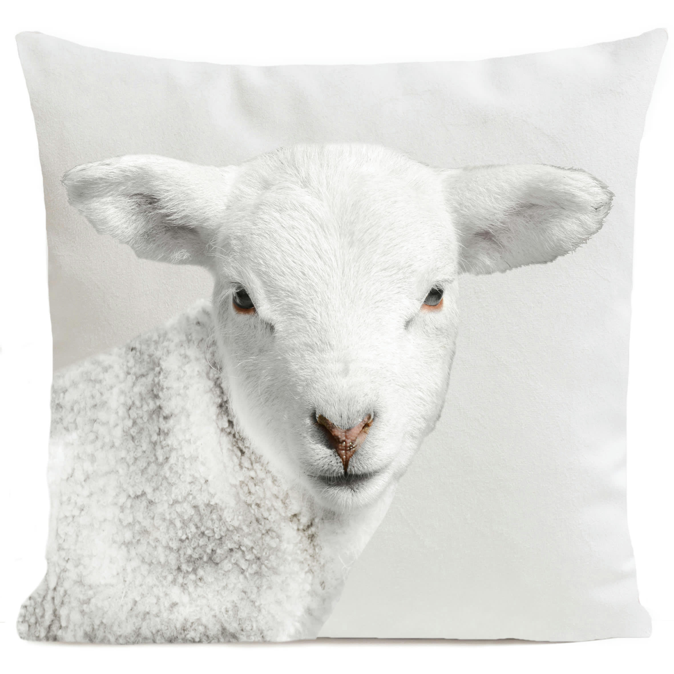 - Coussin animal mouton suédine blanc 40x40cm