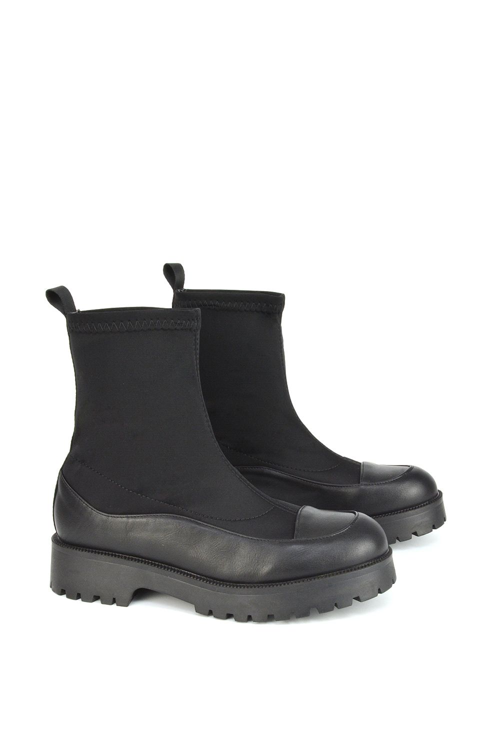 XY London Kerry' Sock Ankle Boots Flat Biker Booties