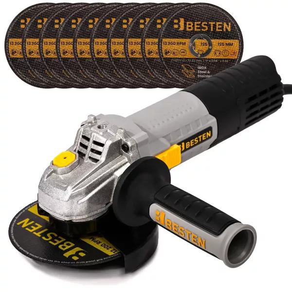 Szlifierka kątowa BESTEN BE-2850 125 mm 1300W regulacja  10 tarcz