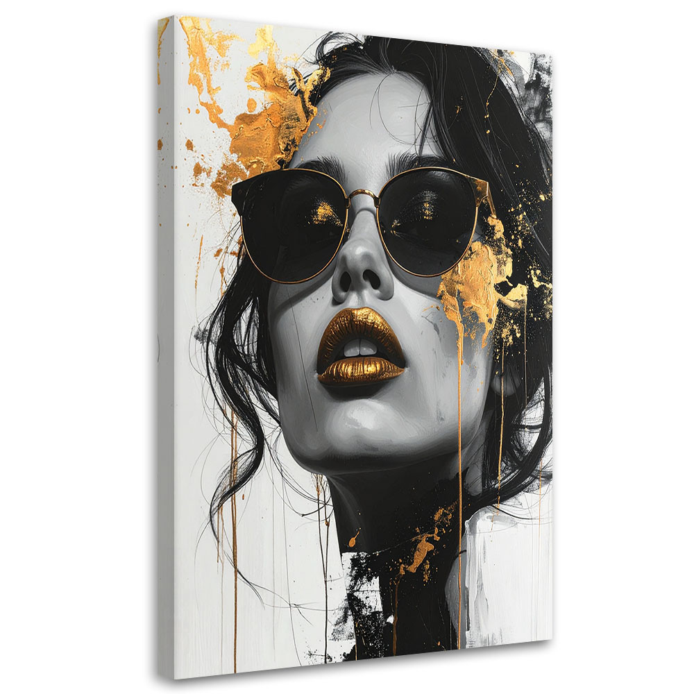Obraz na płótnie do salonu sypialni, Kobieta Glamour Złoto 20x30