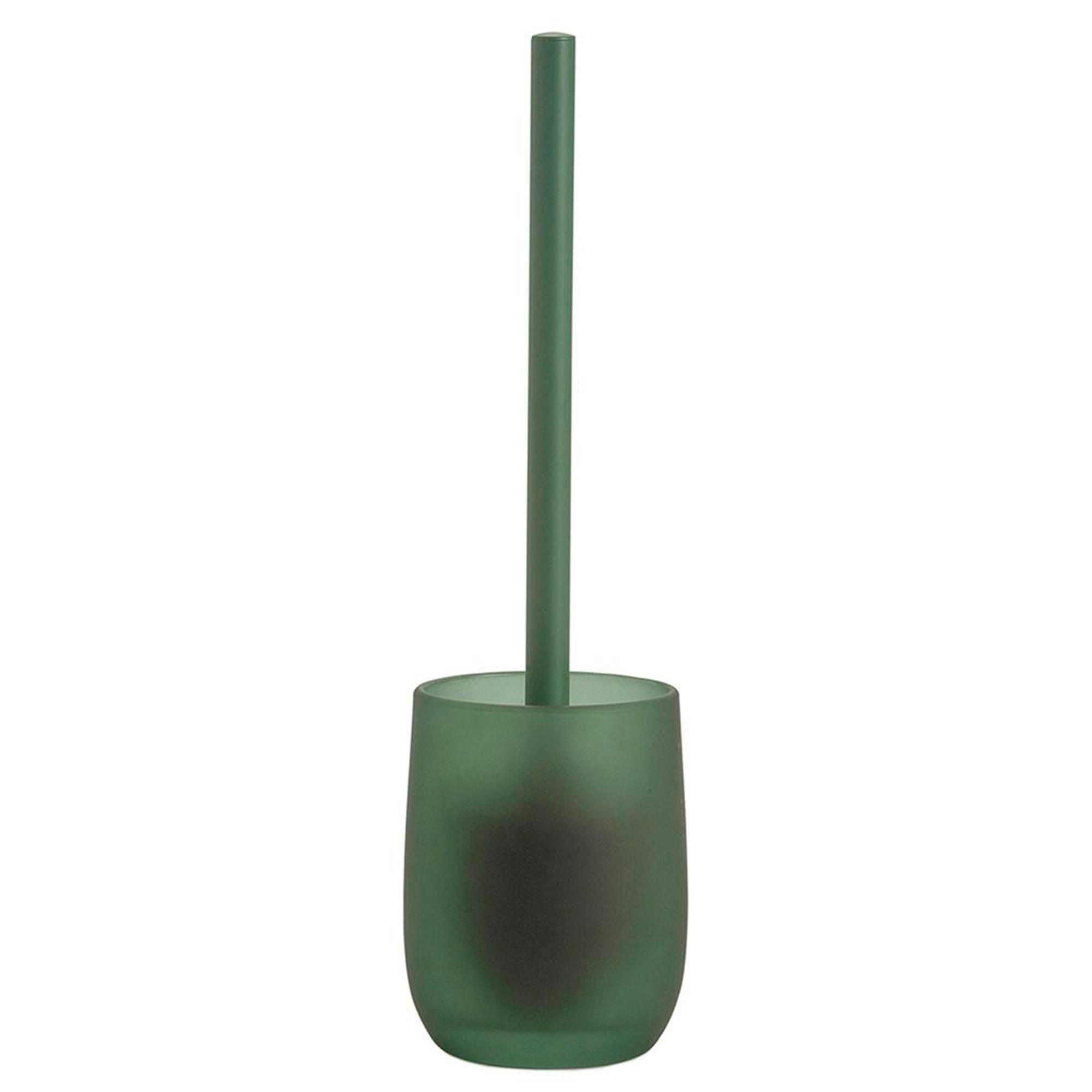 - Brosse WC en verre vert mat et plastique 10x10x36cm
