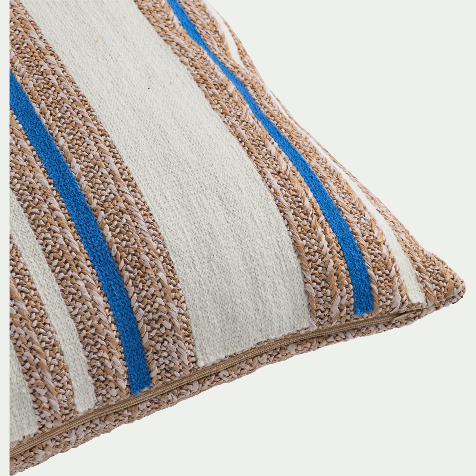 LEHRIA - Coussin de jardin à rayure 45x45cm - naturel