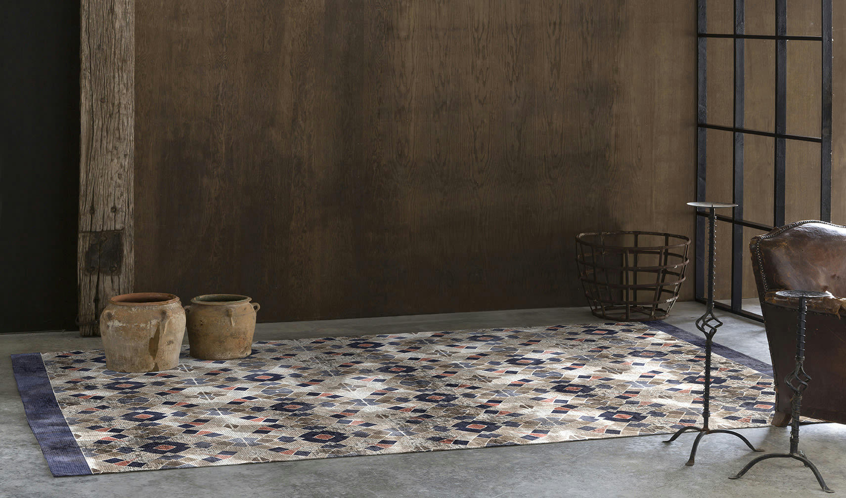 AGATHA - Tapis décoratif en coton en impression digital gris 200x290 cm