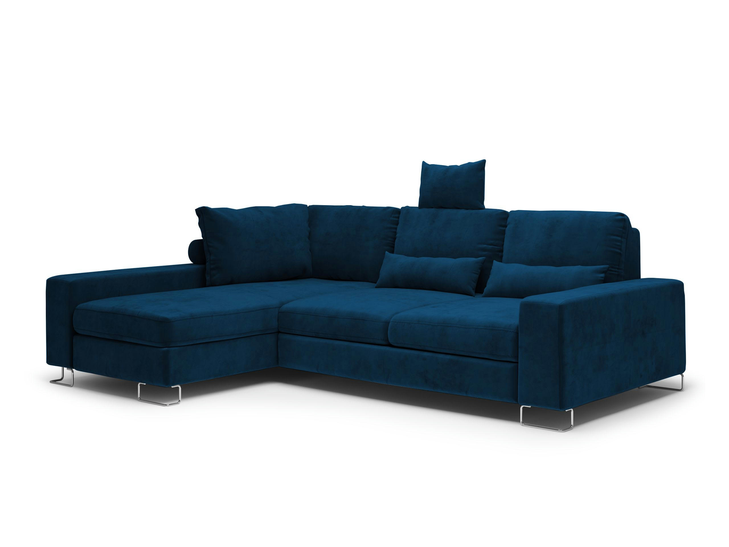 OPAL - Canapé d'angle 4 places en velours bleu roi