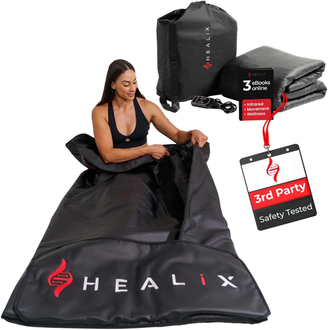 Healix Infrared Sauna Blanket Zero EMF | Portable Home Sauna Blanket for Relaxation & Wellness | Far Infrared Heating  Adjustable Temp (77–176°F)  Carbon Fiber Heating  Hook-and-Loop Closure