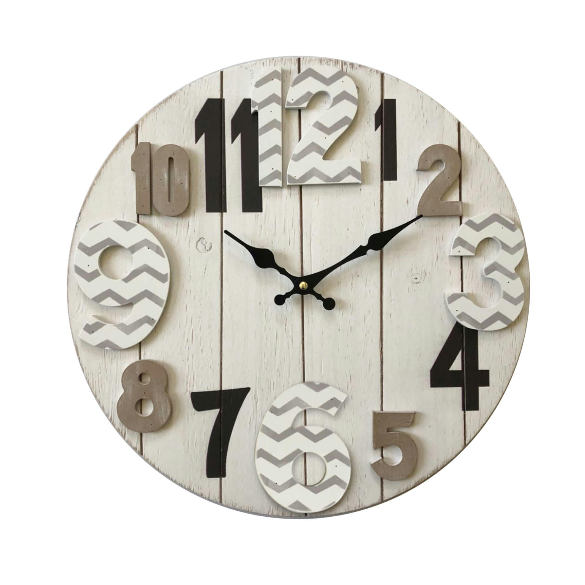 - Horloge murale à bandes effet bois blanc et marron ø 40 cm