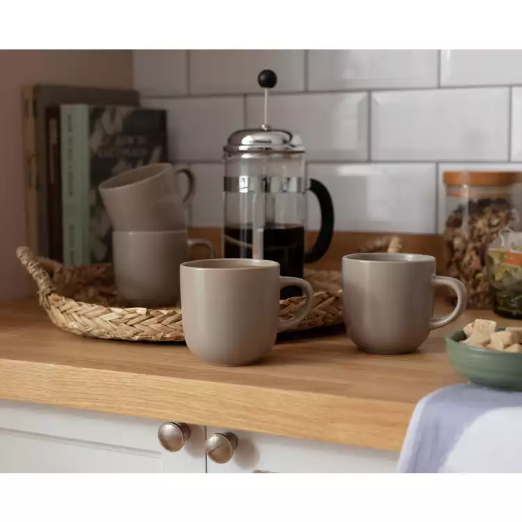 Habitat Set of 4 Mushroom Mugs - Matte Grey