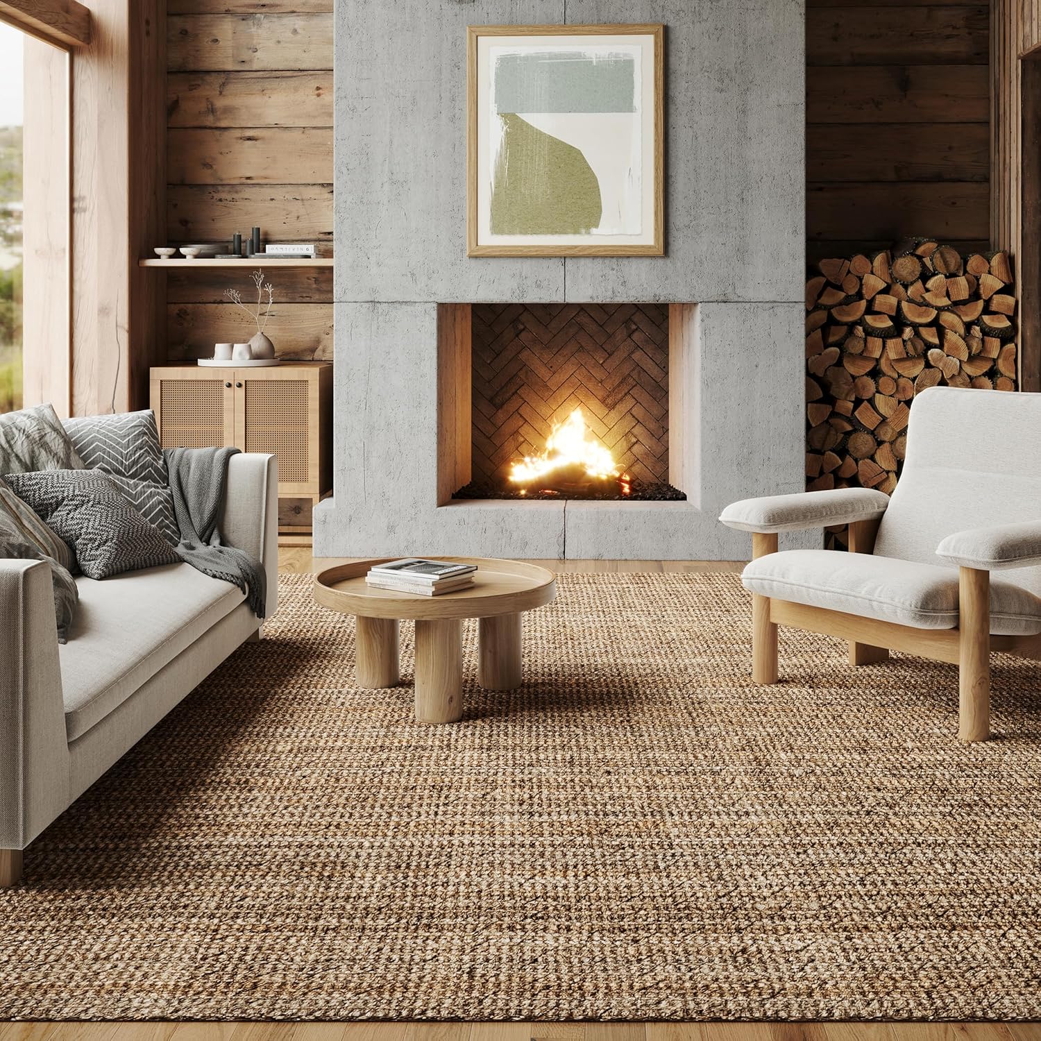 Nuloom Ashli Hand Woven, Natural, 7'6 x 9'6, Farmhouse, Jute, Soft and Textured, High Traffic, Stain Resistant, Easy Clean, Durable Area Rug for Bedroom, Living Room, Dining, Den, Foyer, Entryway