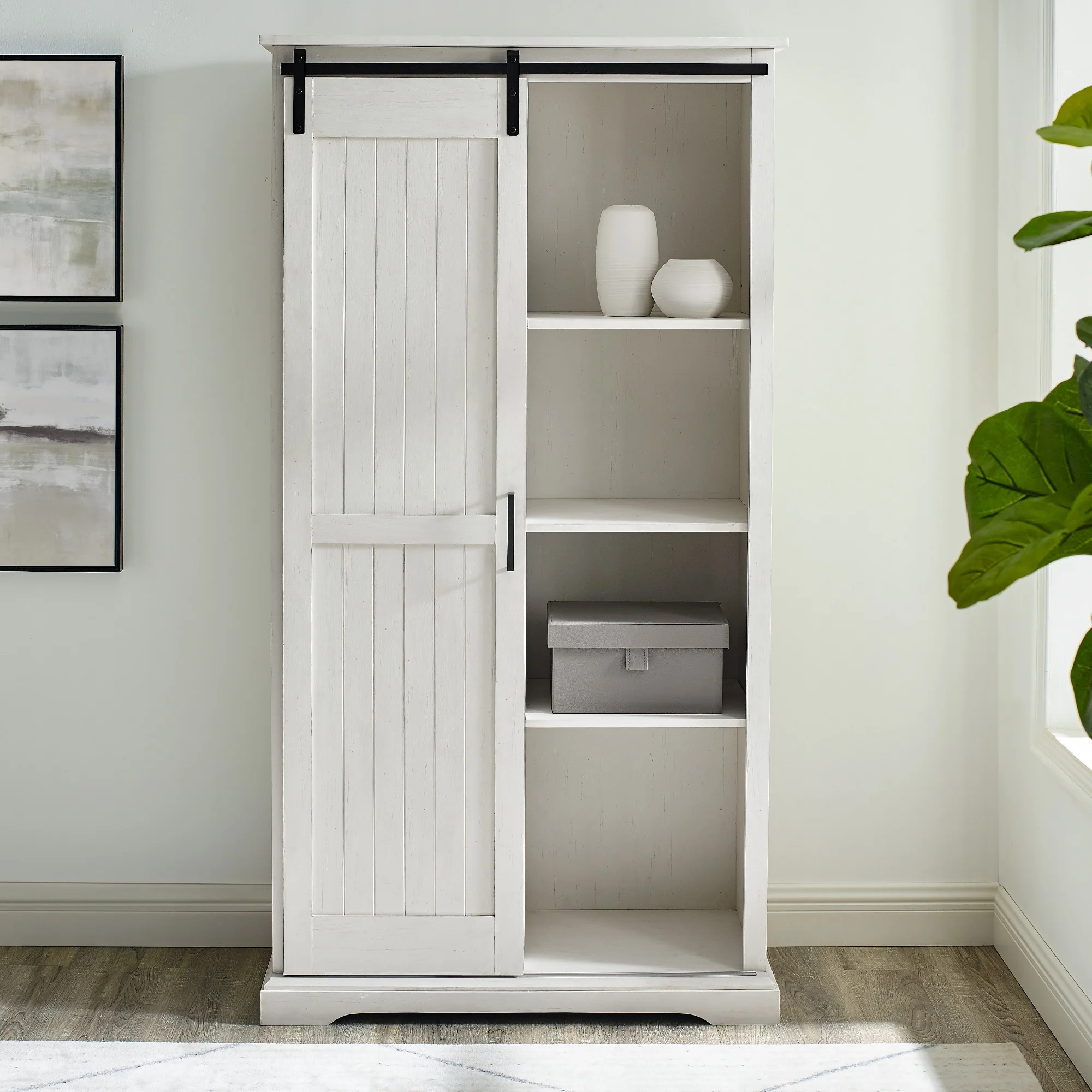 Middelbrook Designs Tall Sliding Groove Door Storage Cabinet