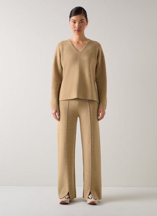 Dee Camel Knitted Drawstring Trousers