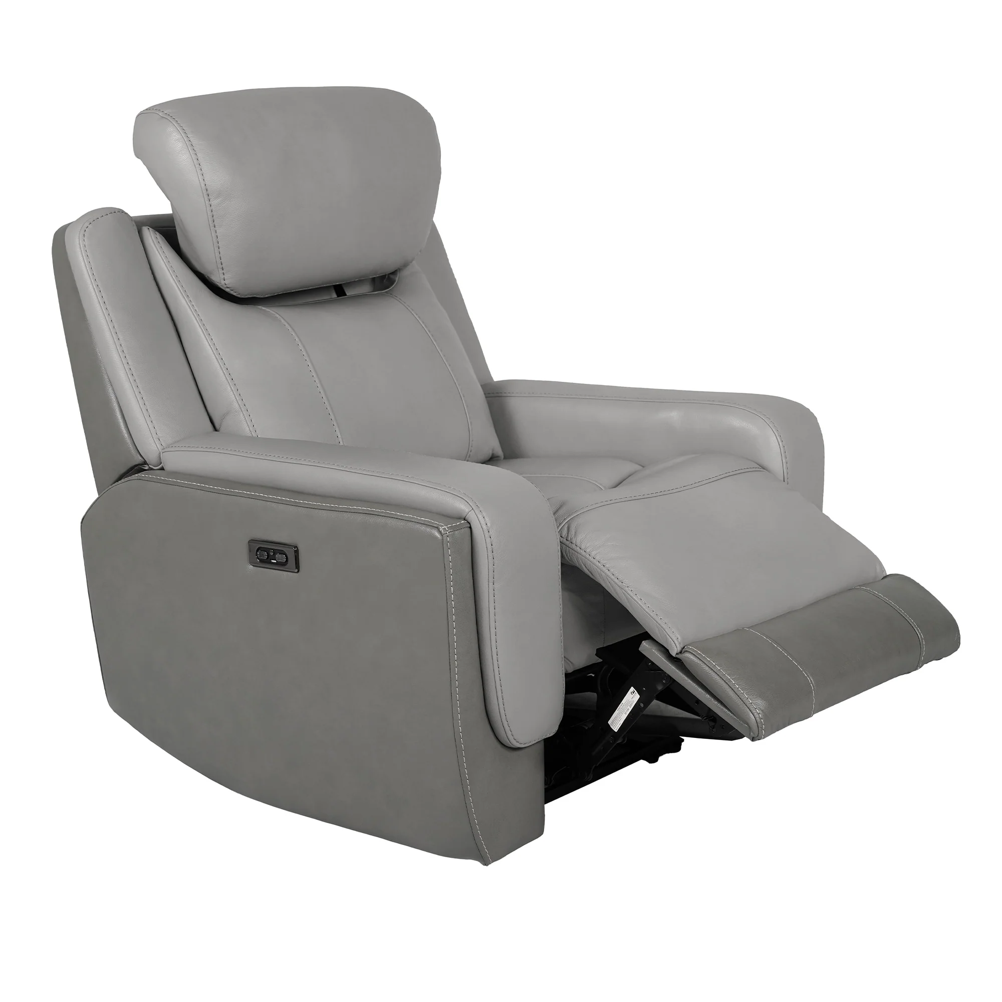 Rosalyn Zero Gravity Silver and Gray Leather Power Recliner with Power Headrest