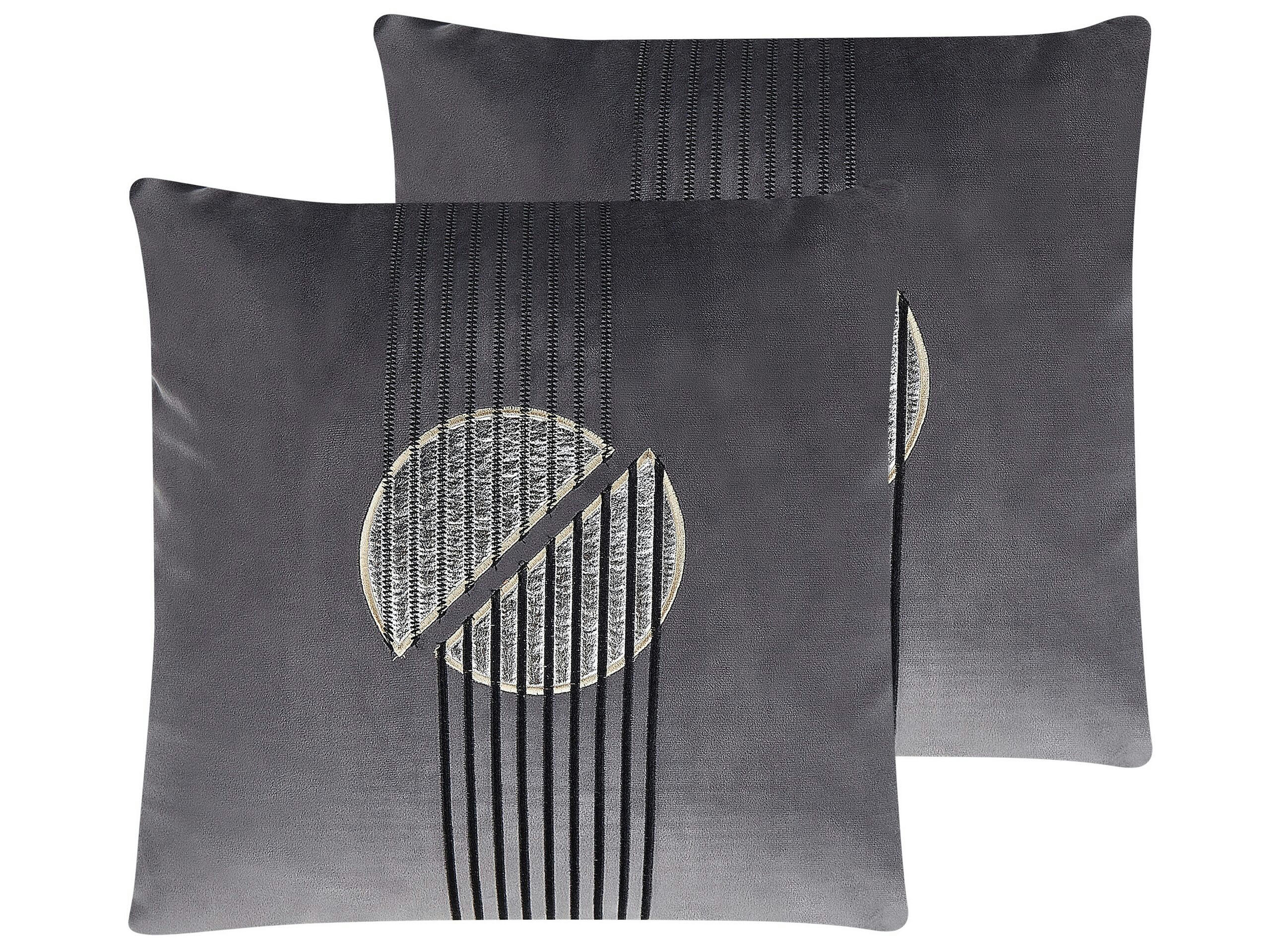 CEROPEGIA - Lot de 2 coussin décoratifs en tissu gris 45x12cm