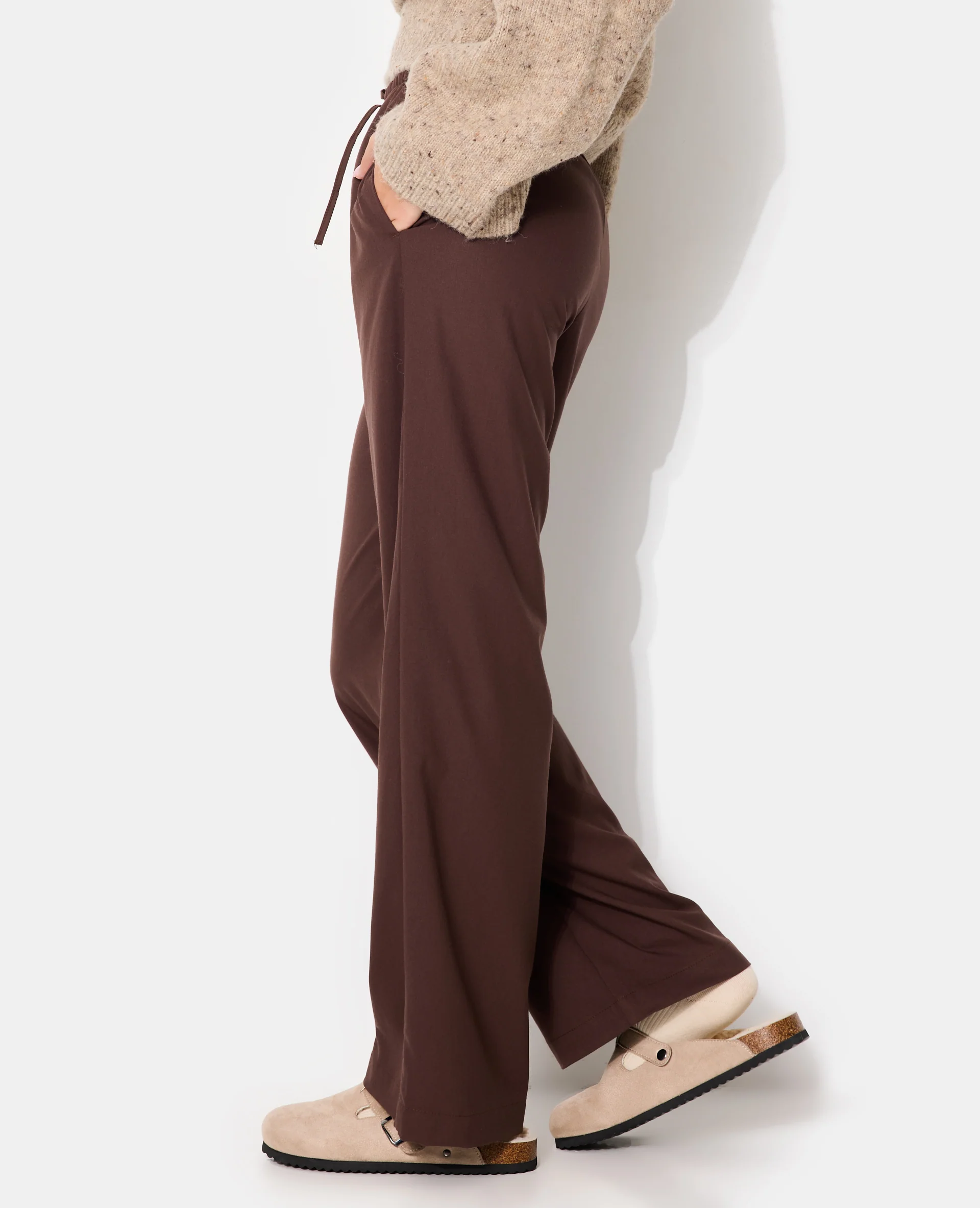 Pantalon droit avec taille élastiquée