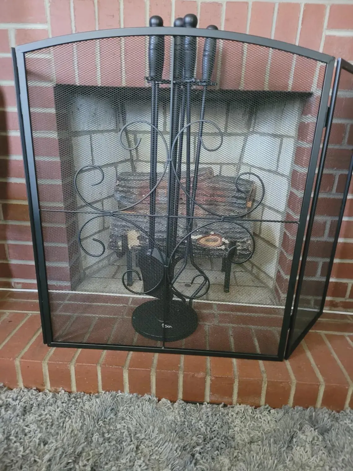 Wrought Iron 3 Panel Fireplace Screen Decorative Fire Spark Guard