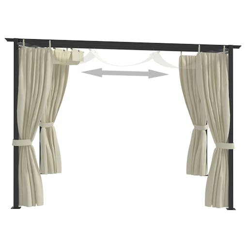 NNEVL Gazebo with Curtains 3x3 m Cream Steel