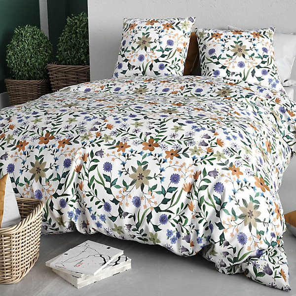 Housse de couette 100% coton 57 fils   2 taies d'oreiller