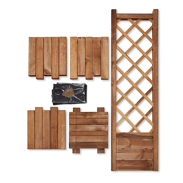 Bac avec treillis bois Blooma Bopha marron 40 x 40 x h.140 cm