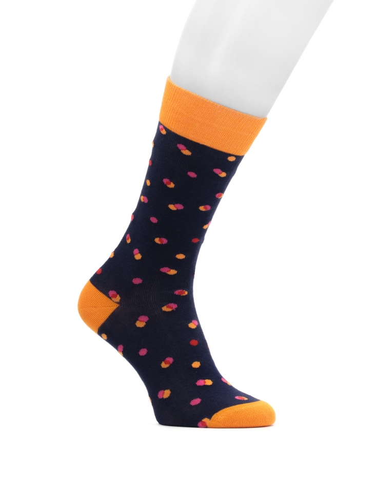 Navy blue socks with orange inserts