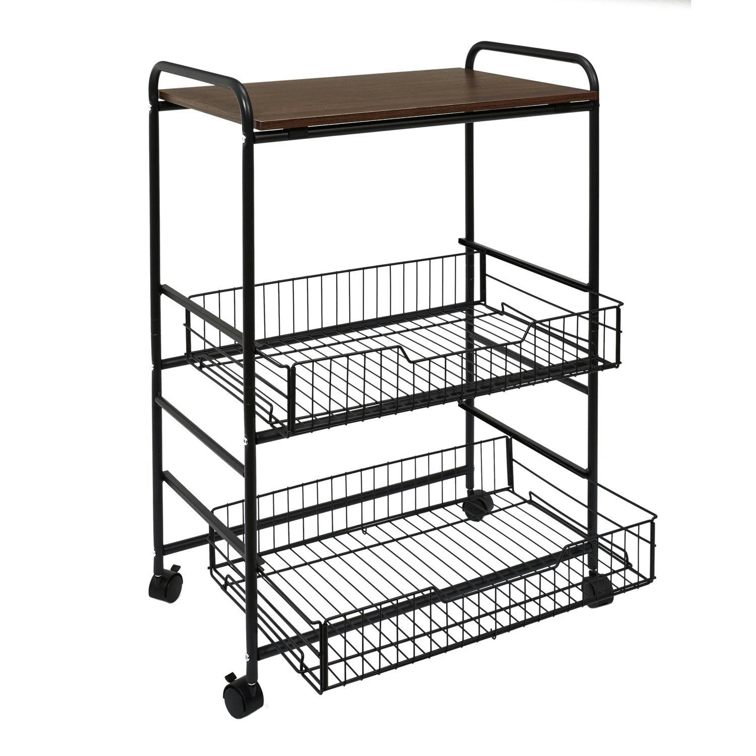 - Desserte à roulettes en métal et mdf noir