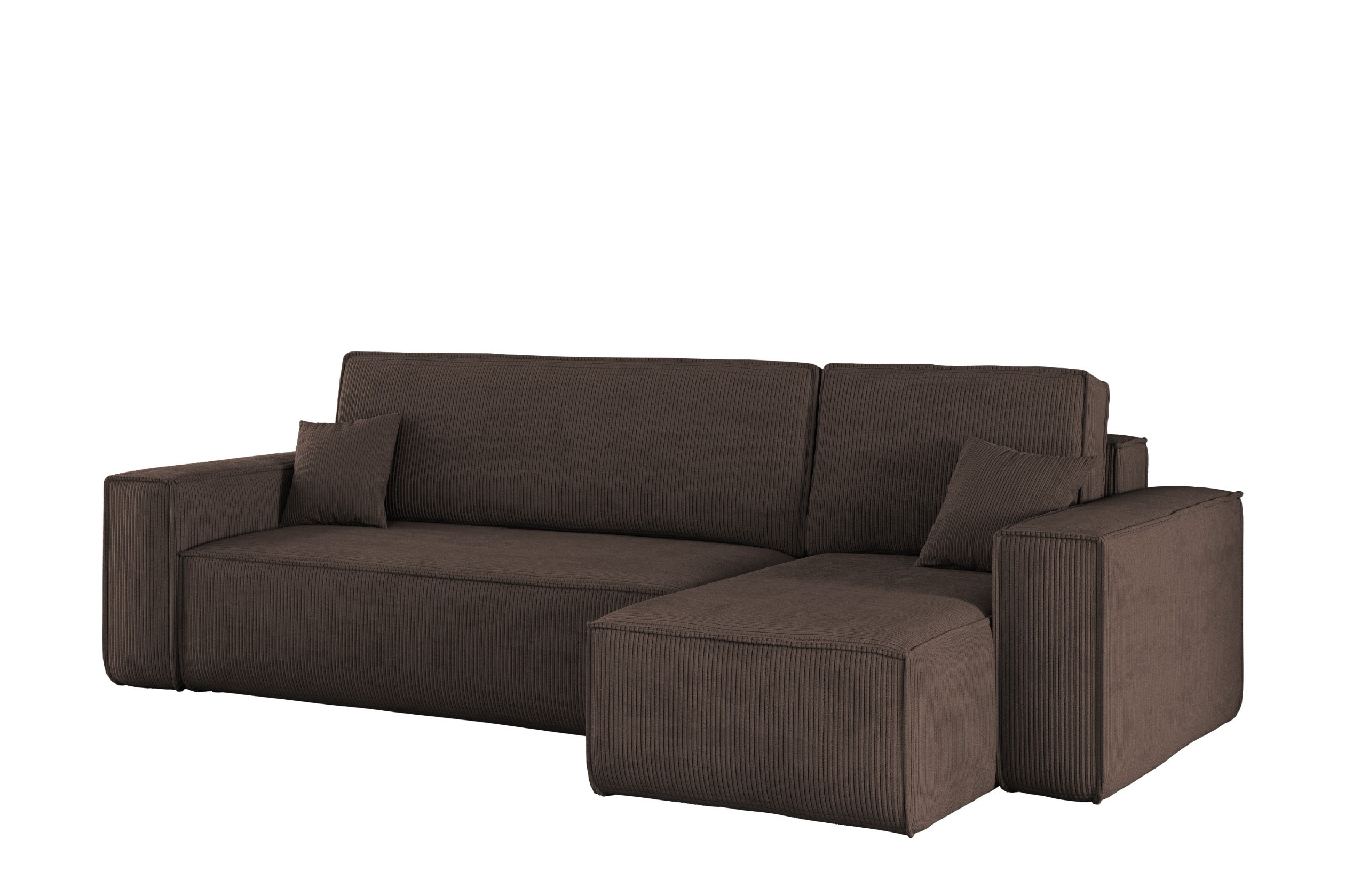 Sofa w kształcie L BEST narożnik, tkanina Poso, Brązowy Prawostronny
