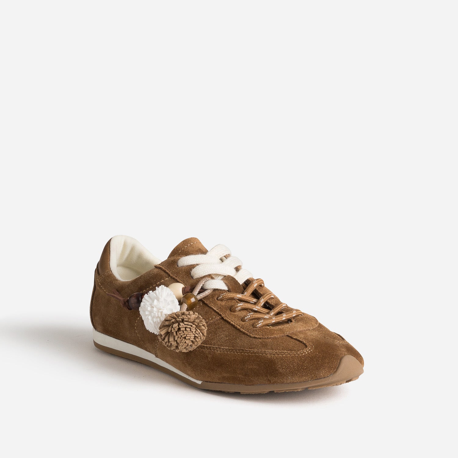Tennis camel cuir velours double lacet