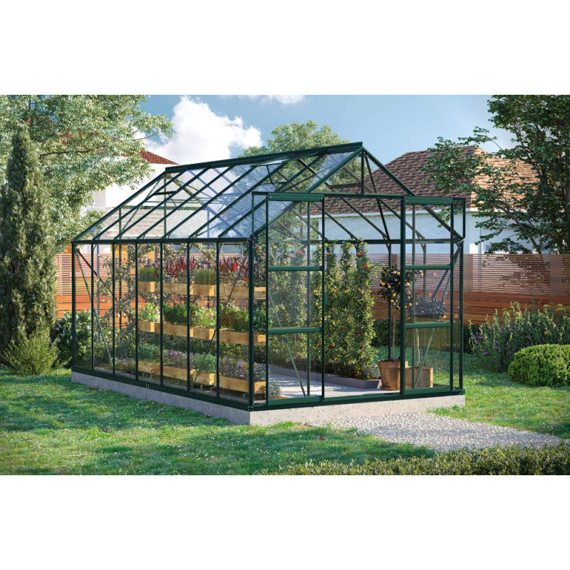 Serre en verre Uranus verte 11,5 m² VITAVIA
