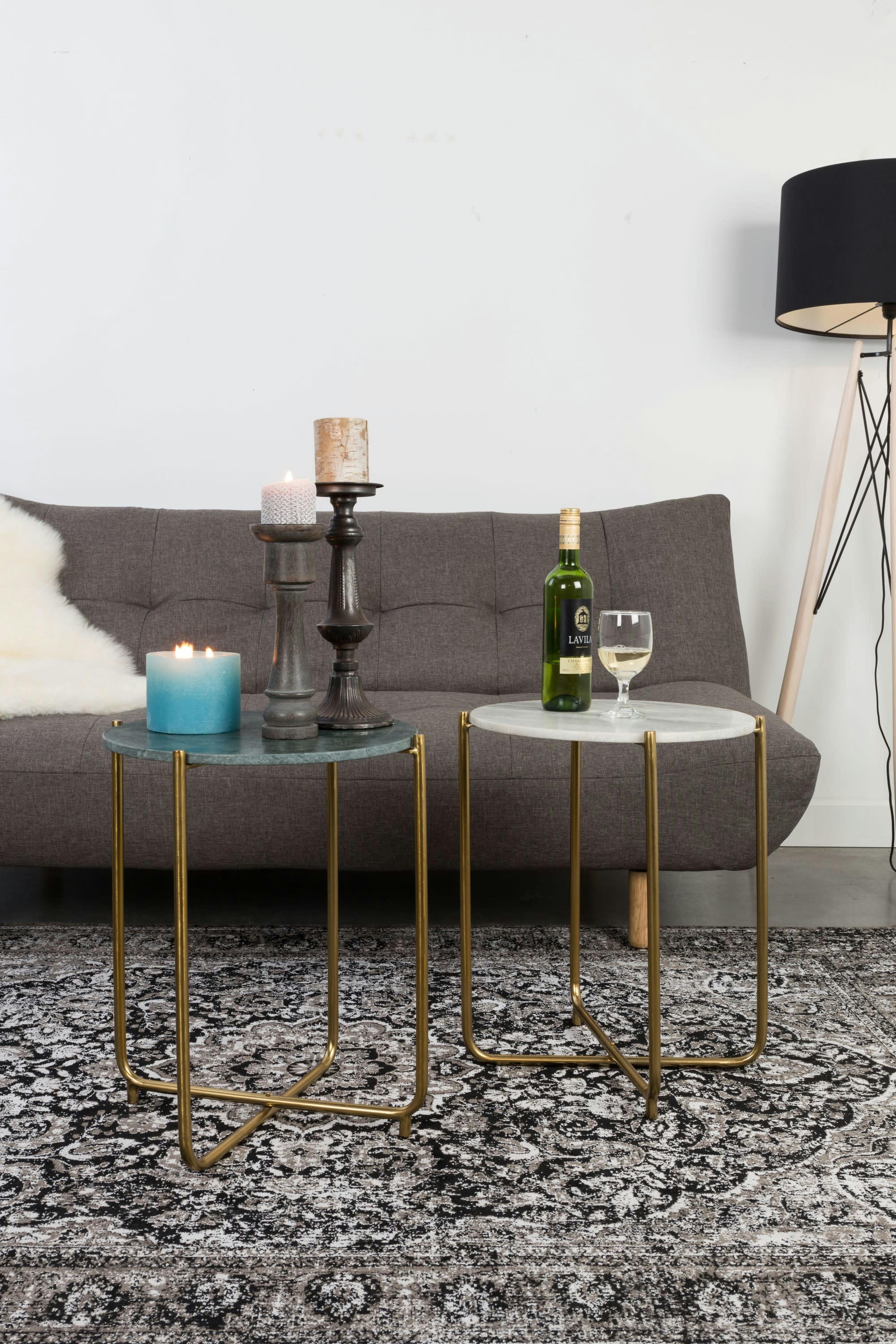 TIMPA - Table d'appoint en marbre blanc