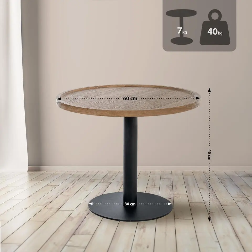 CLP Bijzettafel Aspen mat zwart Frame - Hout - bruin