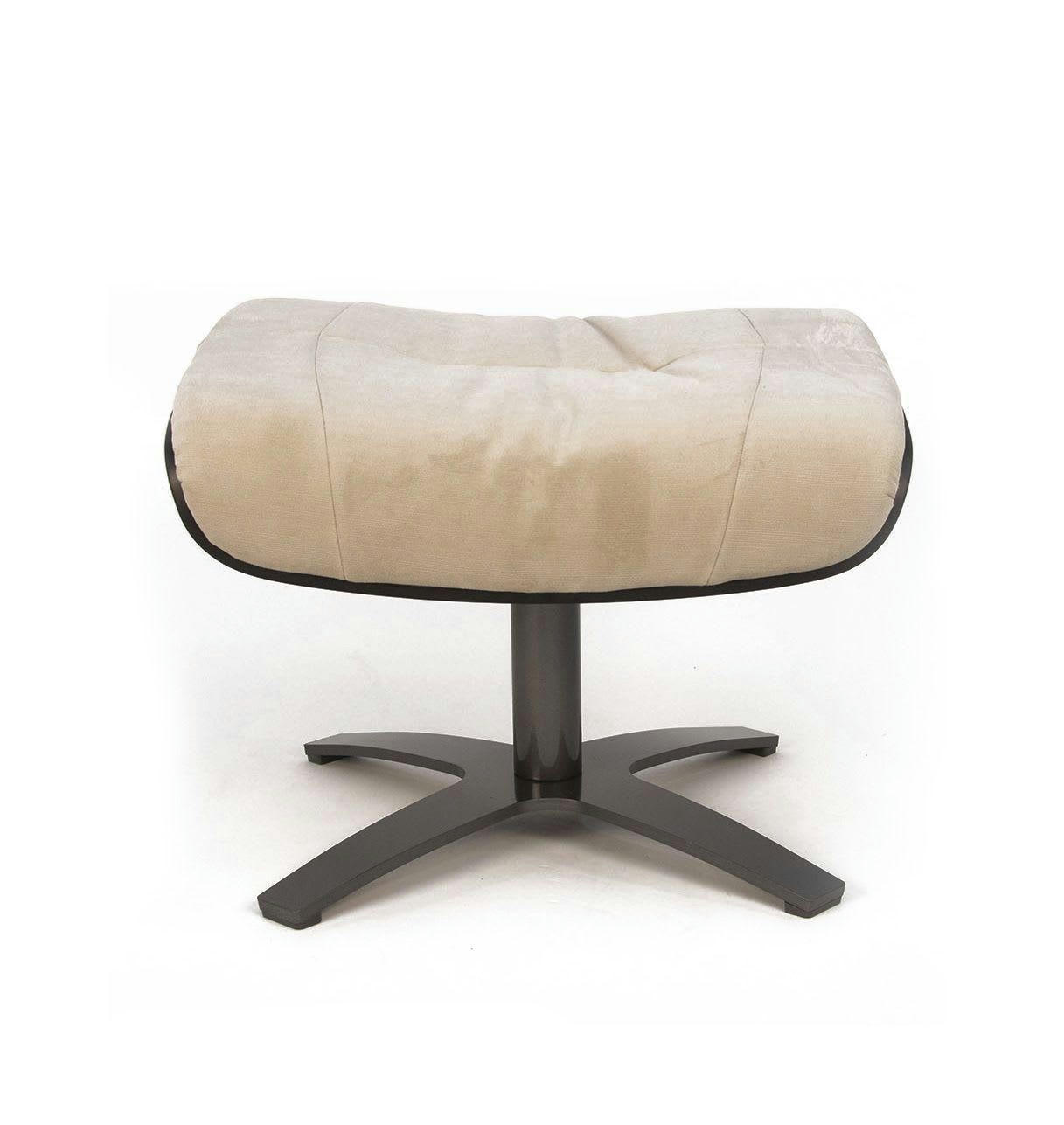 VÉGA - Pouf Velours et Chêne Noir - Velours Beige