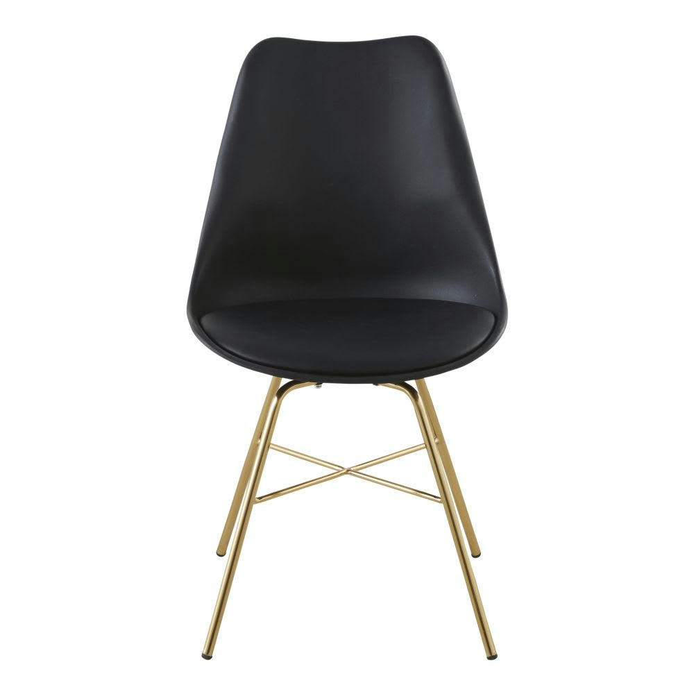 Wembley - Chaise noire et pieds en métal chromé doré