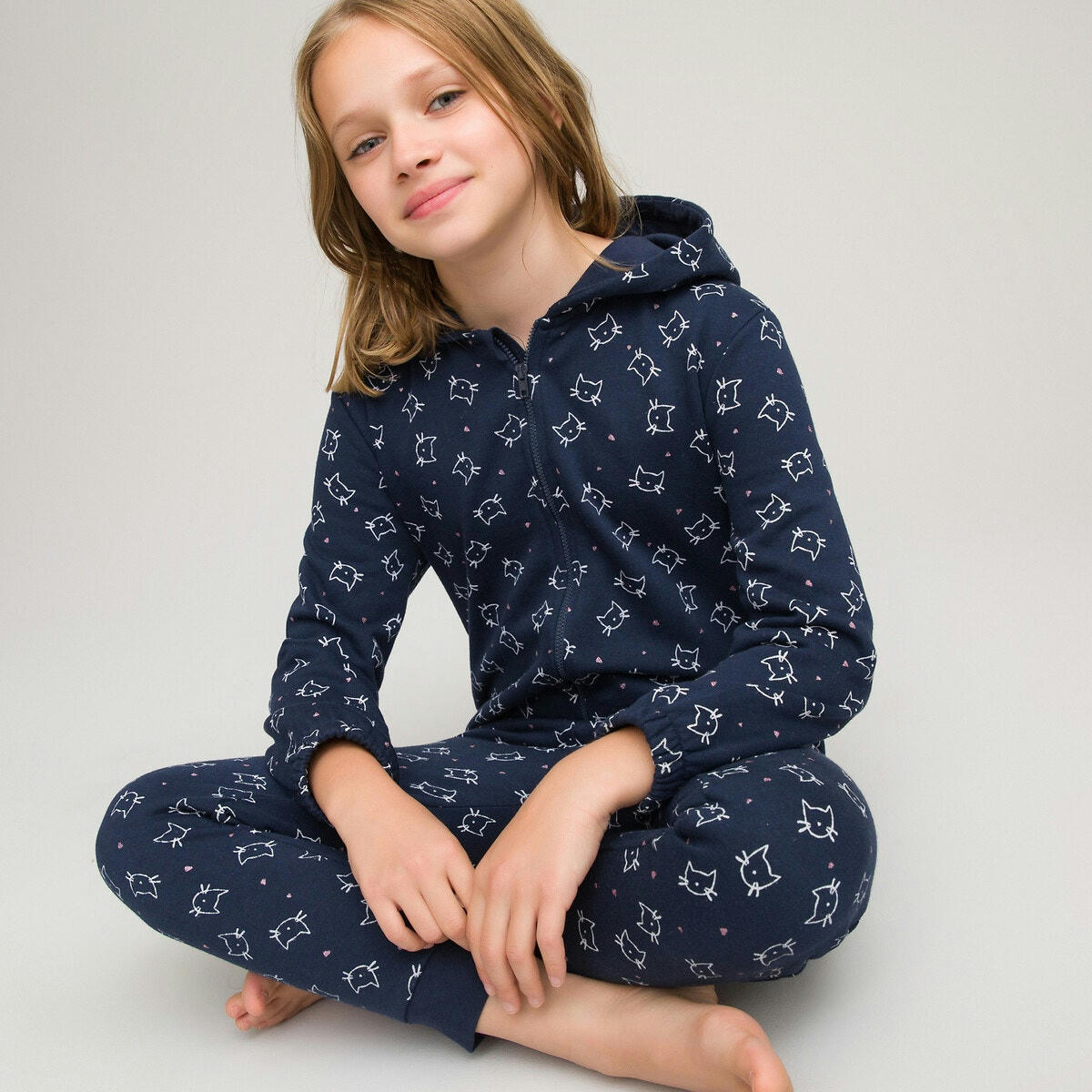 Surpyjama en molleton imprimé chat