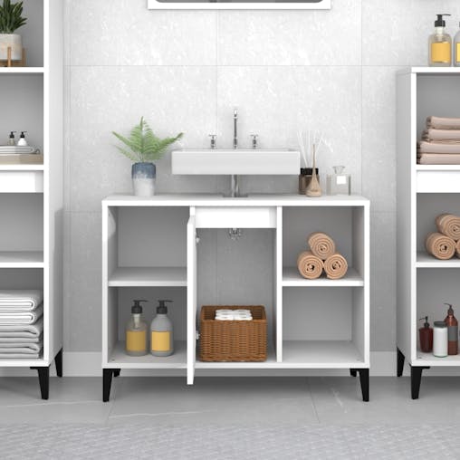 NNEVL Sink Cabinet White 80x33x60 cm Engineered Wood