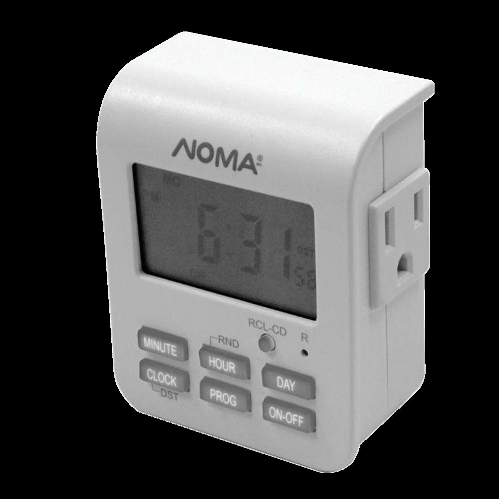 NOMA Indoor Digital Timer, Custom Programmable settings, 2 Grounded Outlets, White