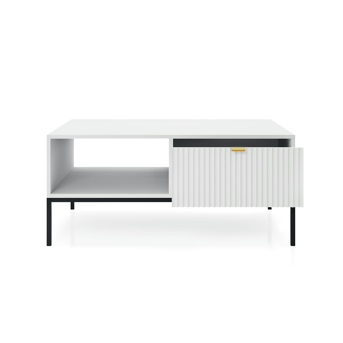 - Table basse 1 tiroir 1 niche blanc