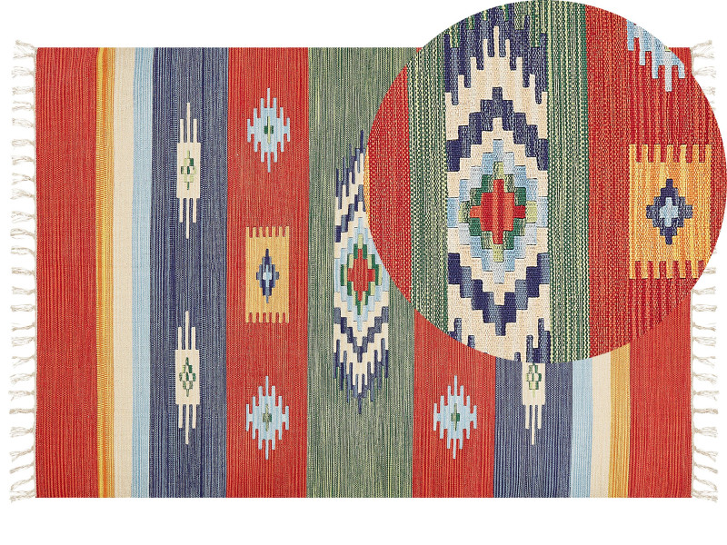 Dywan bawełniany kilim 140 x 200 cm wielokolorowy