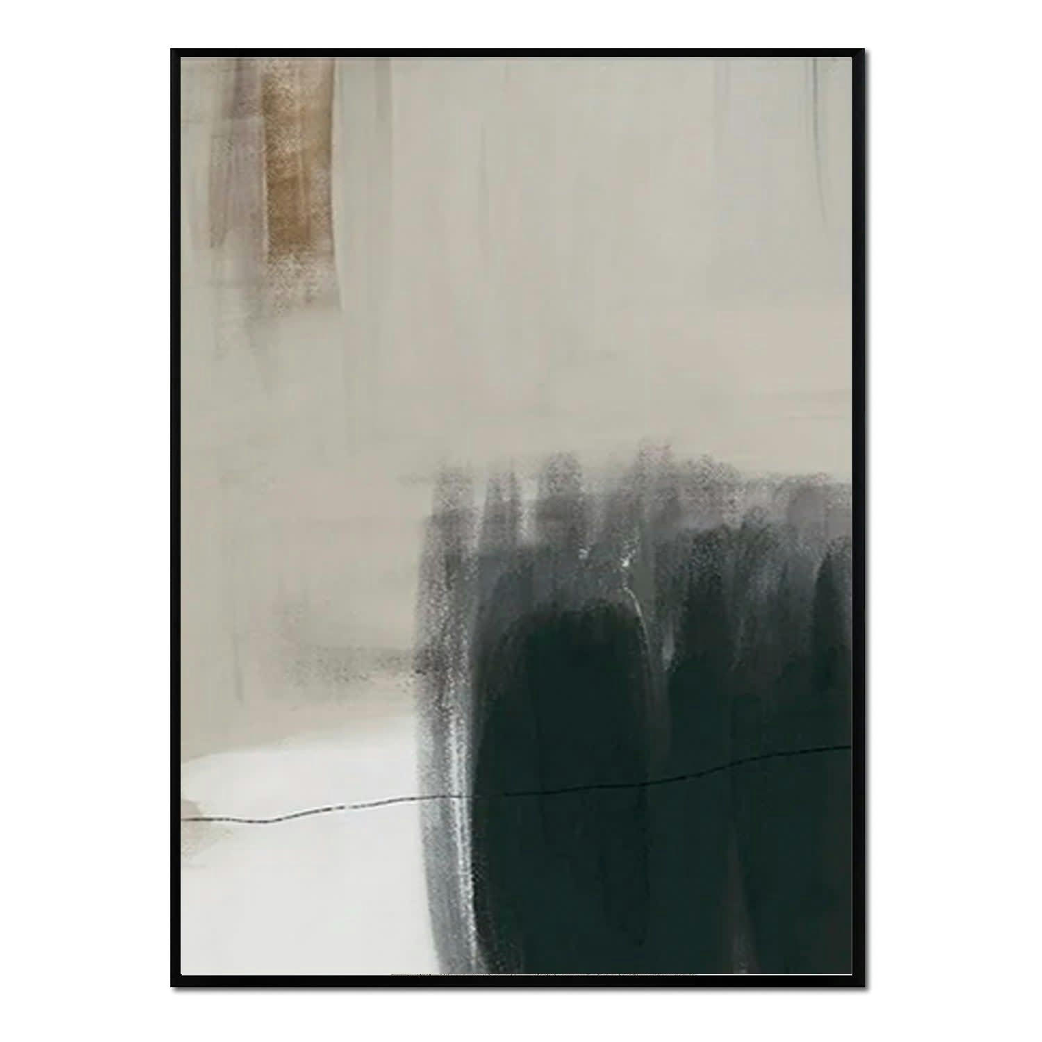 MINIMALISMO - Affiche avec cadre noir -  coups de pinceau abstraits - 50x70