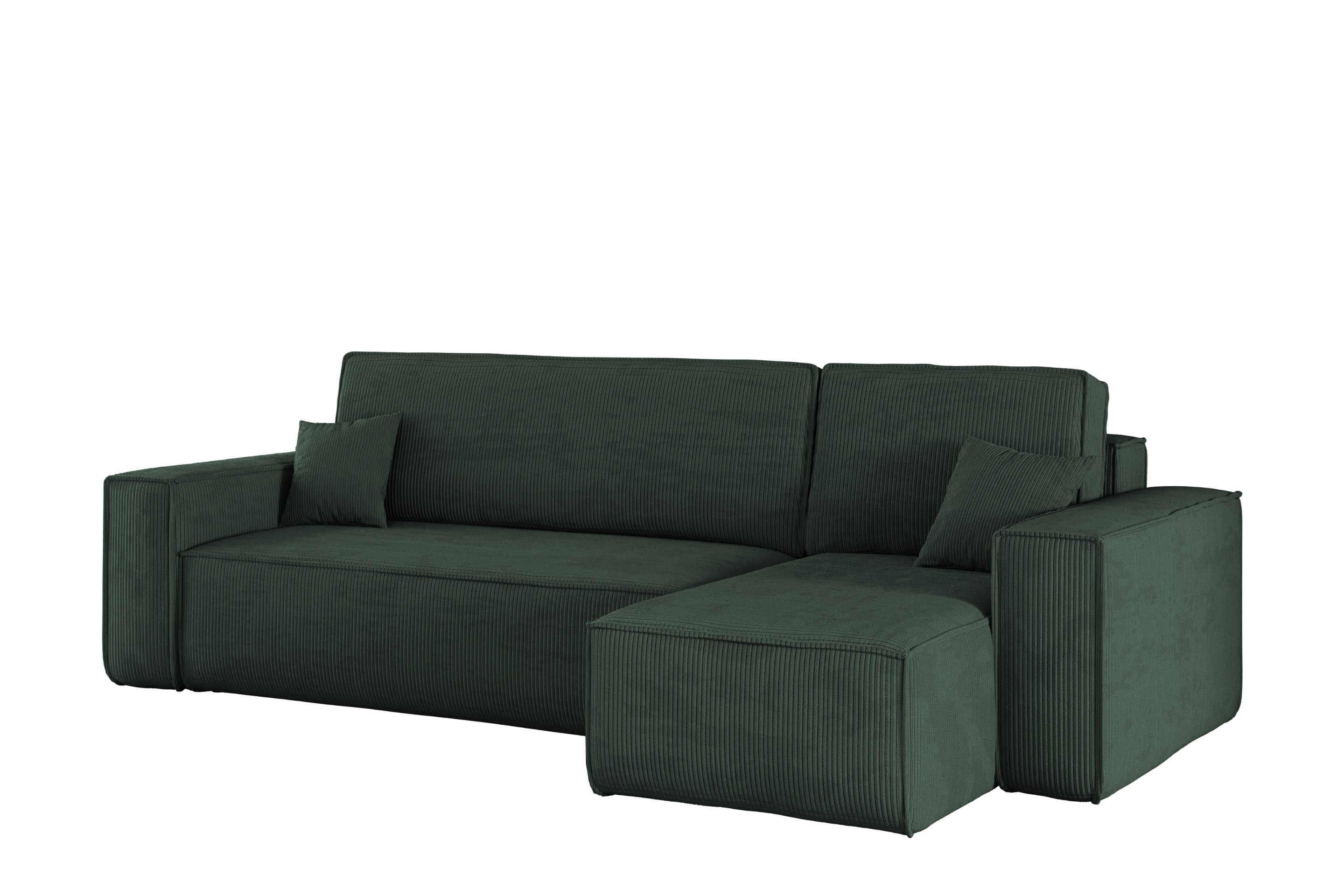 Sofa w kształcie L BEST narożnik, tkanina Poso, Ciemnozielony Prawostronny