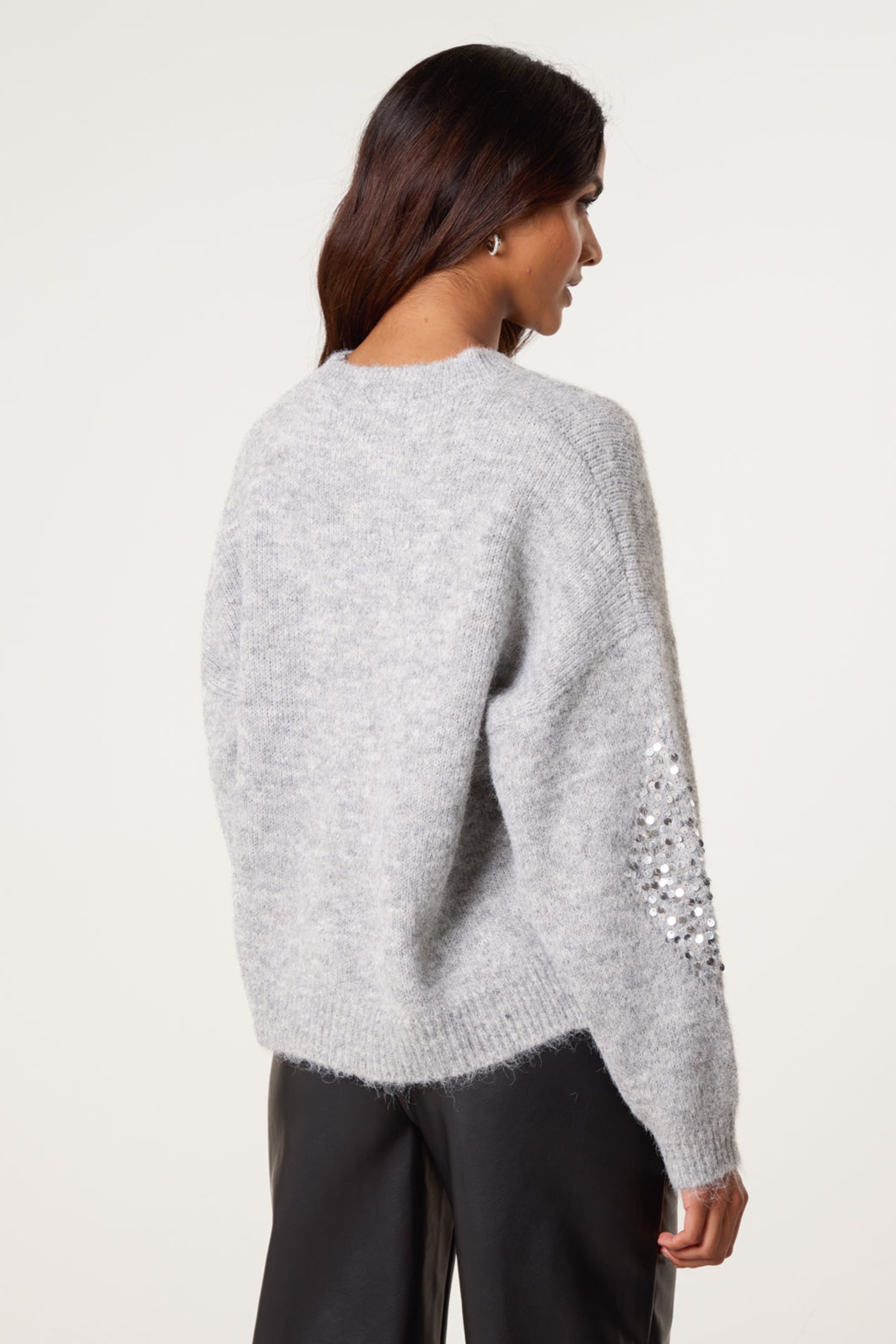 Blue Vanilla Grey Diamond Sequin Jumper