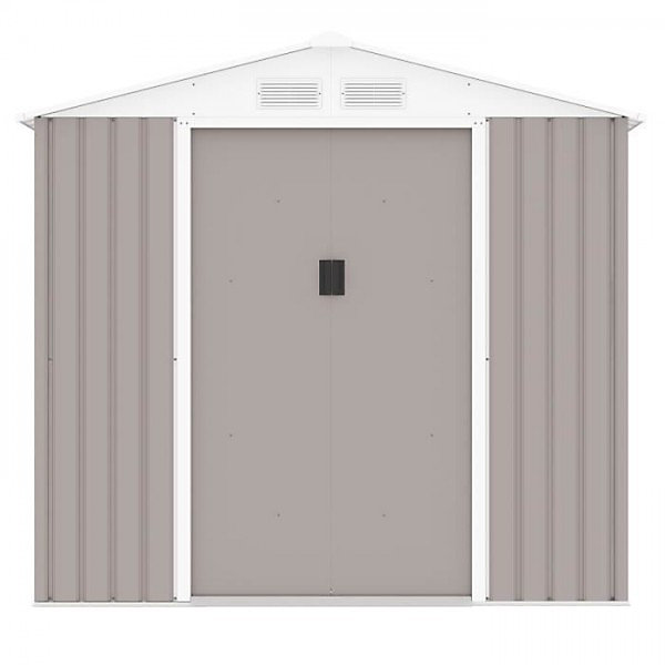 Abri de jardin en métal 2,71 m² - 213 x 127 x 195 cm - PLUTON - Kit d'ancrage inclus, 2 portes coulissantes - Taupe