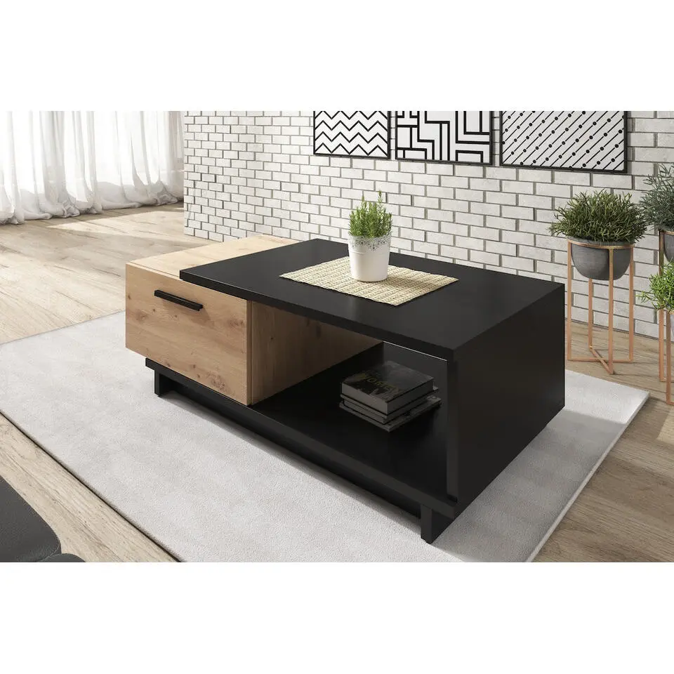 Meubella - Salontafel Incala - Eiken - Zwart - 120 cm