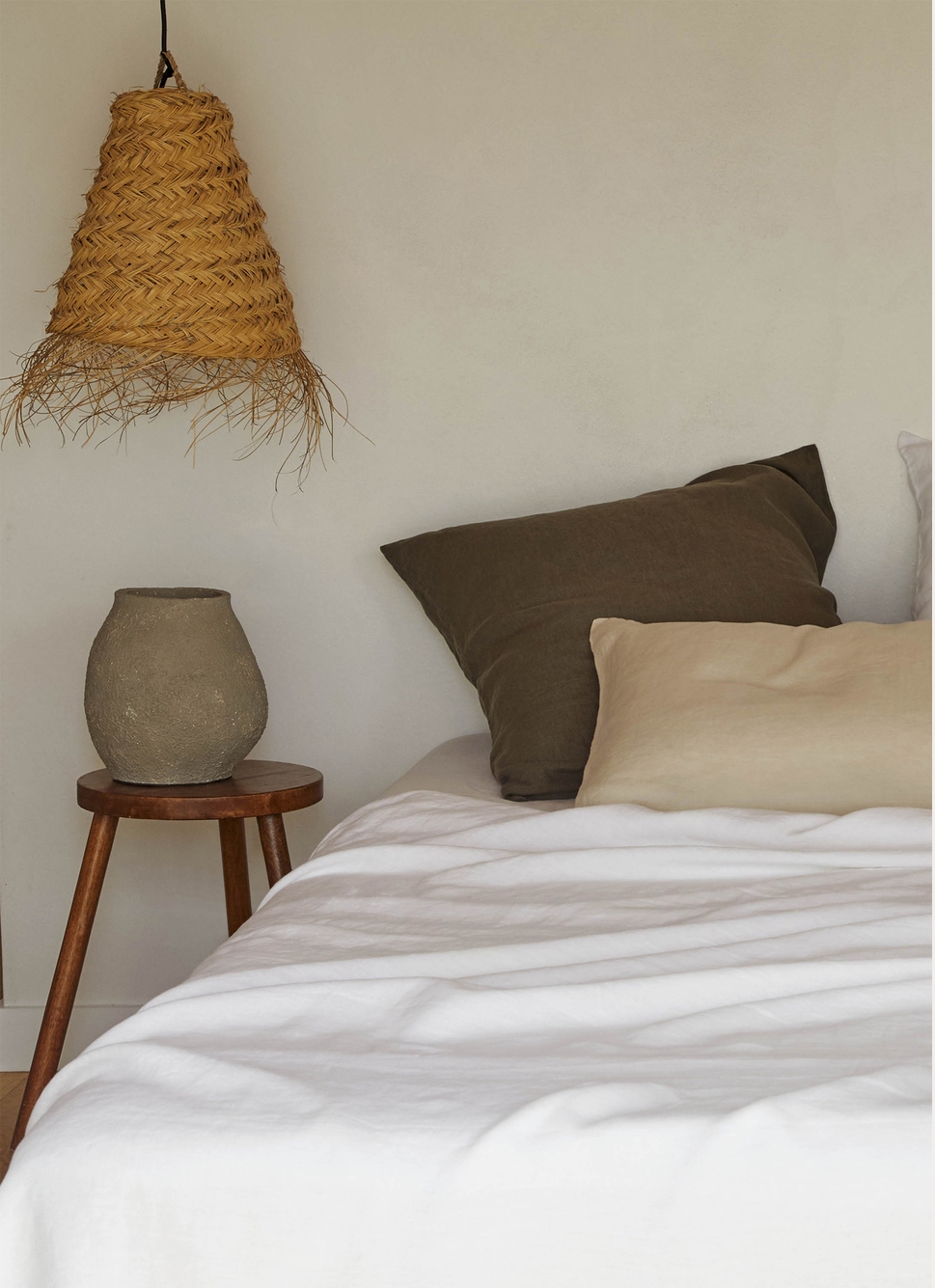 TAIE D'OREILLER UNIE EN LIN LAVÉ 165GR KAKI