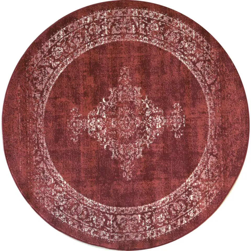 Istanbul Vintage - Laagpolig Vloerkleed - Retro Tapijt - Rood - 160 CM ROND