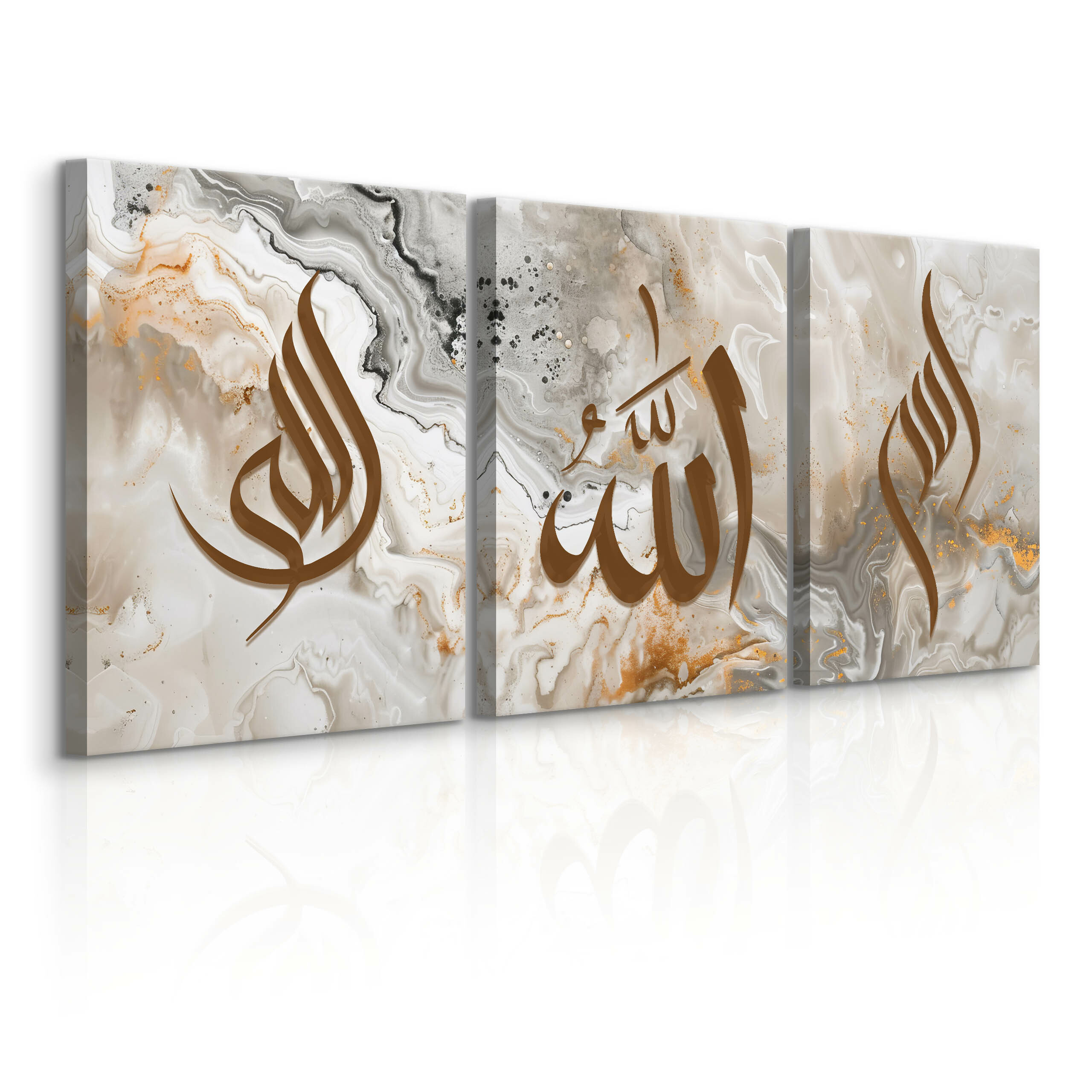 3x Obraz Set Abstrakcja Marmur Styl Boho Islamskie Symbole 30x40cm