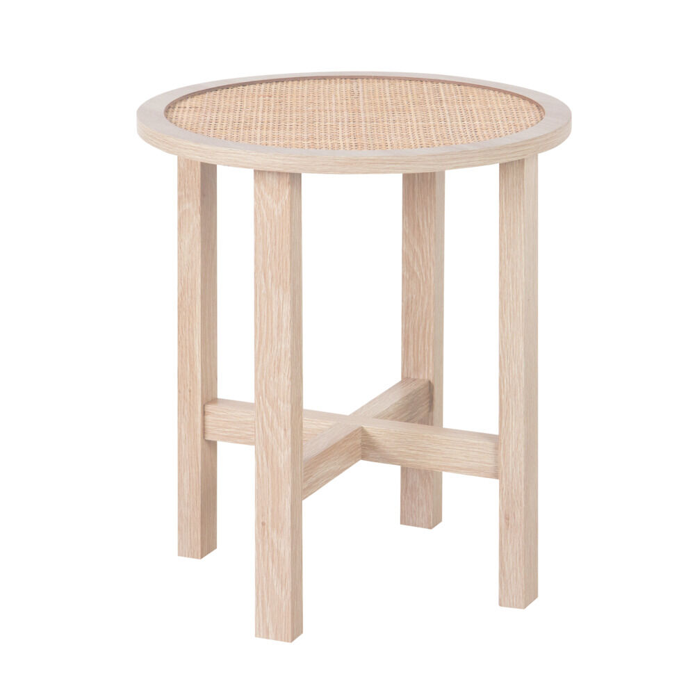Table basse Kanna ronde en bois et rotin naturel Ø40xH45cm